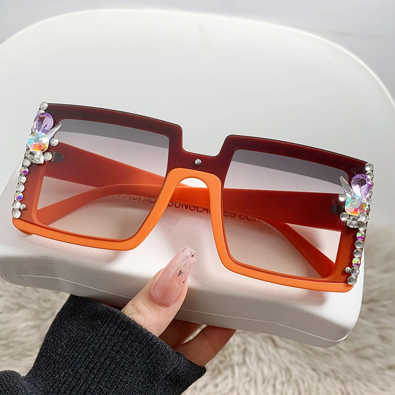 Big Frame Diamond Sunglasses Trend Crystal Diamond Sunglasses Outdoor Sun Protection