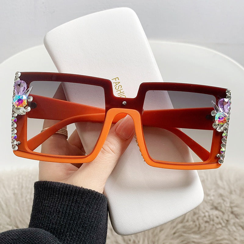 Big Frame Diamond Sunglasses Trend Crystal Diamond Sunglasses Outdoor Sun Protection