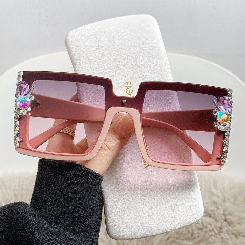 Big Frame Diamond Sunglasses Trend Crystal Diamond Sunglasses Outdoor Sun Protection
